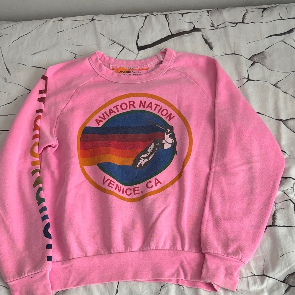 Aviator Nation Pink Rainbow Women's Sweater